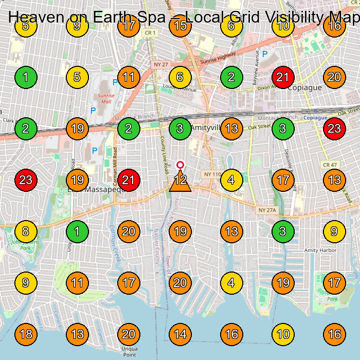 Heaven on Earth Spa Massage Therapist GeoGrid ranking map for Amityville NY